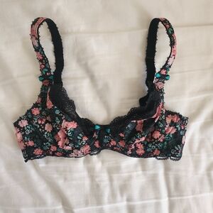 Freya 28D Floral Lace Bra Black/Pink/Teal